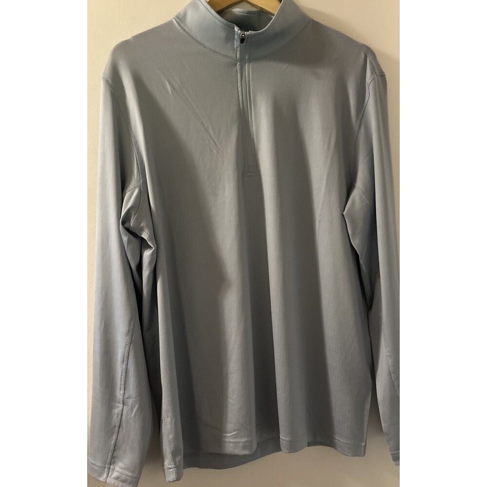 Dunning Golf 1/4 Zip Pullover Men LG Slate Blue GeometricLong Sleeve Performance